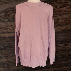 Evereve Slouchy Lagenlook Sweater Sz M Mauve VERY Oversized 27" Bust Side Slits